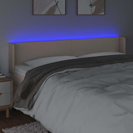 Vidaxl hoofdbord led 203x16x78 88 cm kunstleer cappuccinokleurig