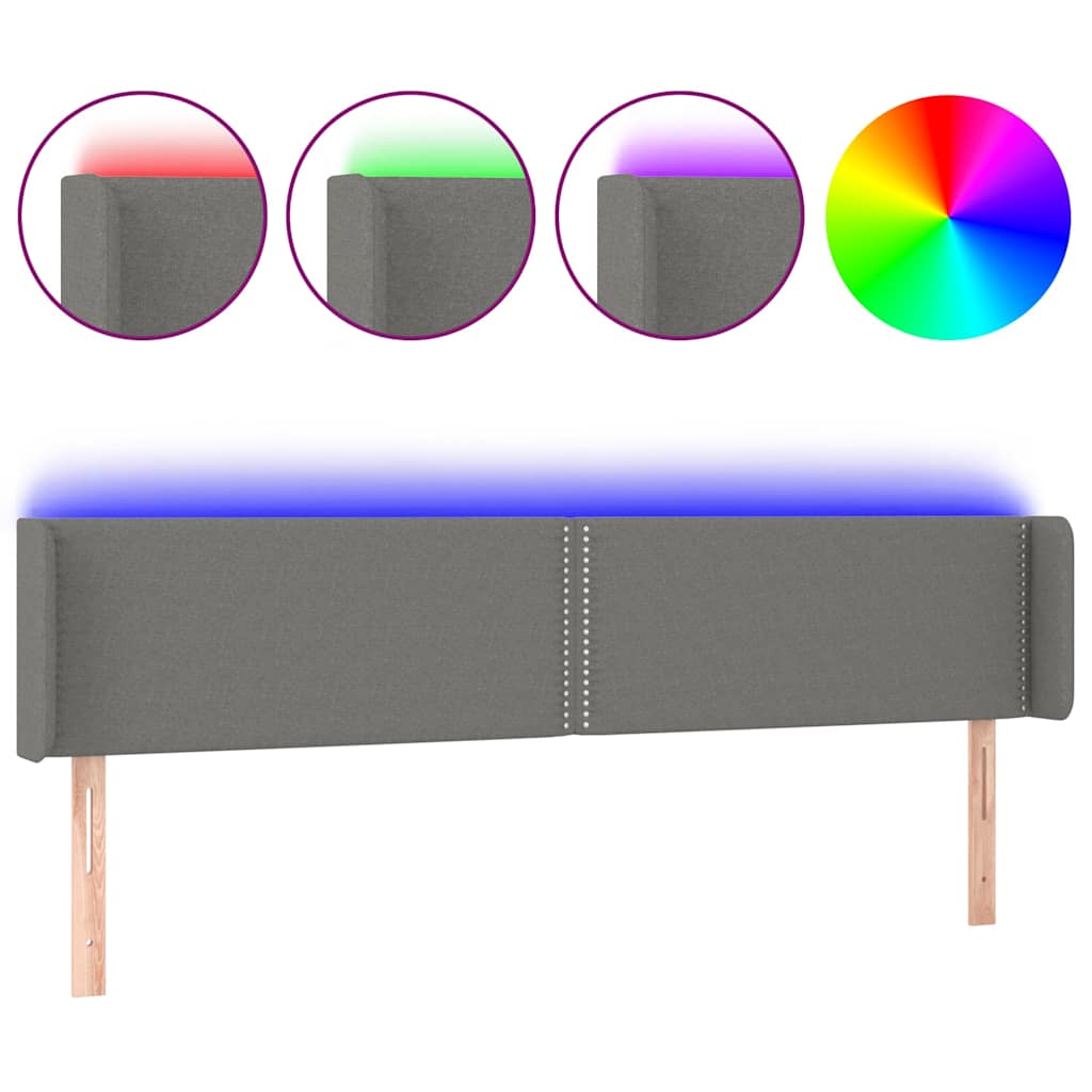 Vidaxl hoofdbord led 183x16x78 88 cm stof donkergrijs