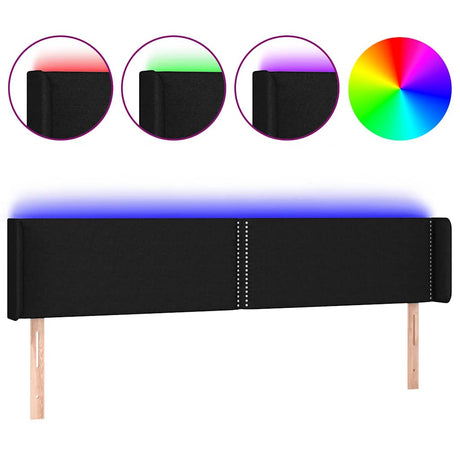 Vidaxl hoofdbord led 203x16x78 88 cm stof zwart