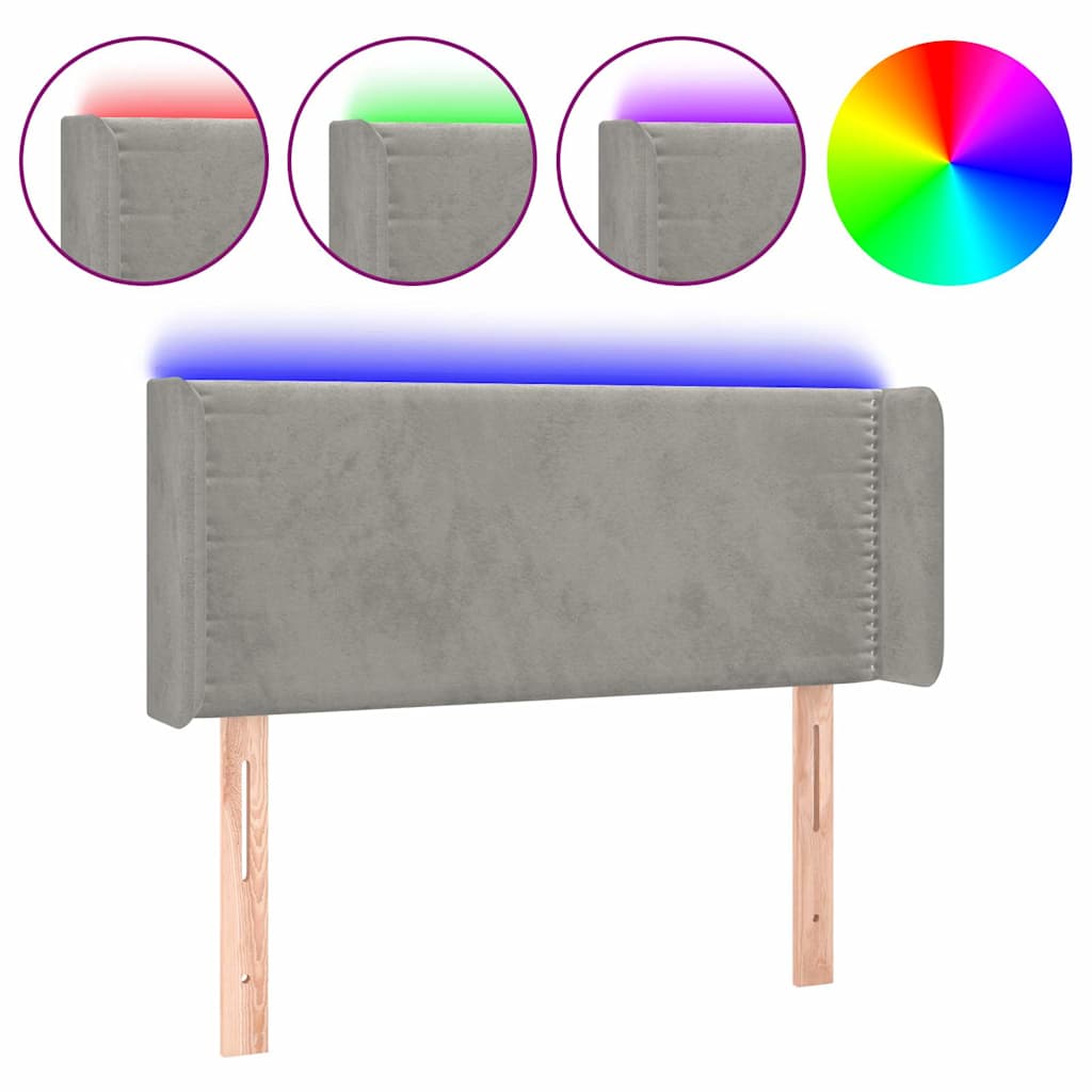 Vidaxl hoofdbord led 93x16x78 88 cm fluweel lichtgrijs