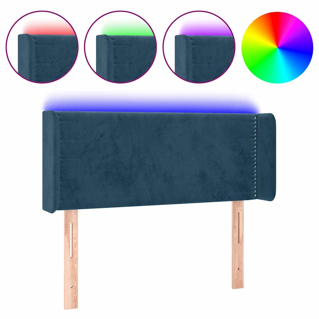 Vidaxl hoofdbord led 103x16x78 88 cm fluweel donkerblauw