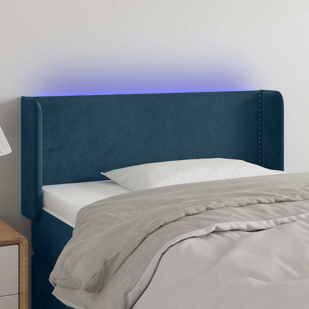 Vidaxl hoofdbord led 103x16x78 88 cm fluweel donkerblauw