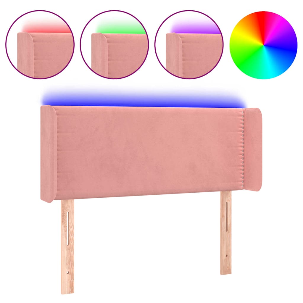 Vidaxl hoofdbord led 103x16x78 88 cm fluweel roze