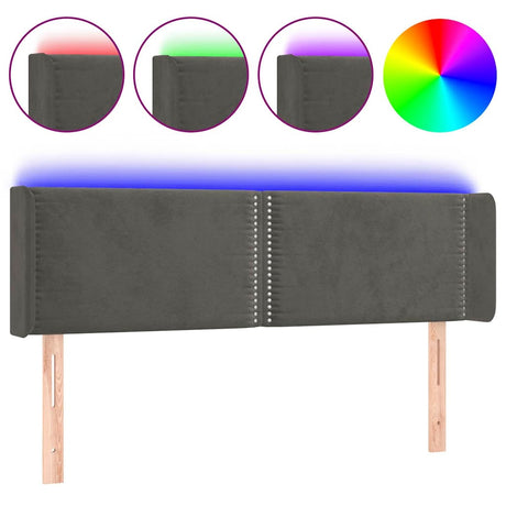 Vidaxl hoofdbord led 147x16x78 88 cm fluweel donkergrijs