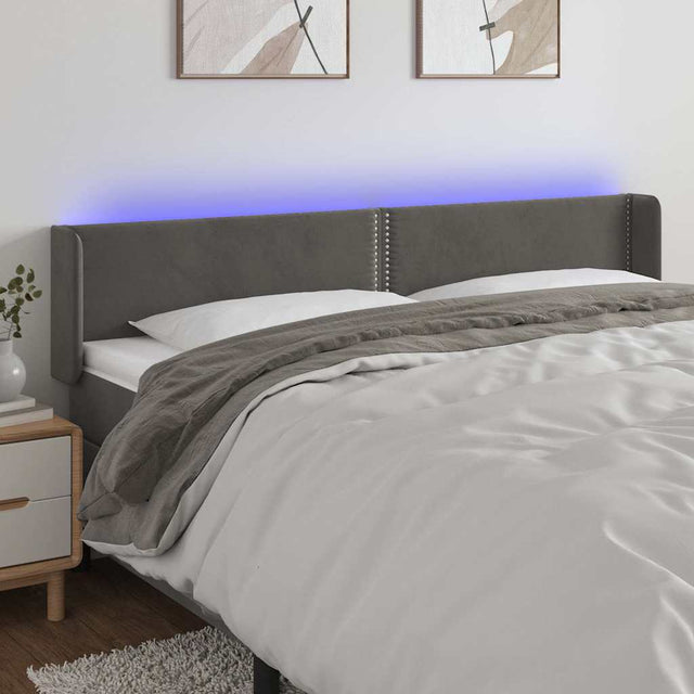 Vidaxl hoofdbord led 183x16x78 88 cm fluweel donkergrijs
