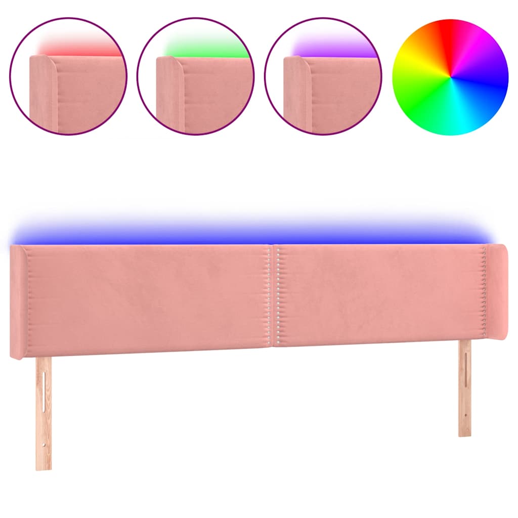 Vidaxl hoofdbord led 183x16x78 88 cm fluweel roze