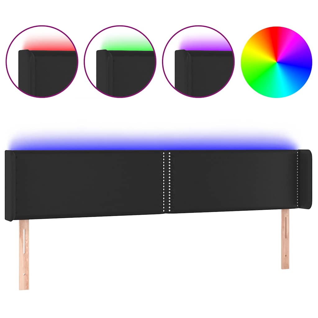 Vidaxl hoofdbord led 203x16x78 88 cm kunstleer zwart
