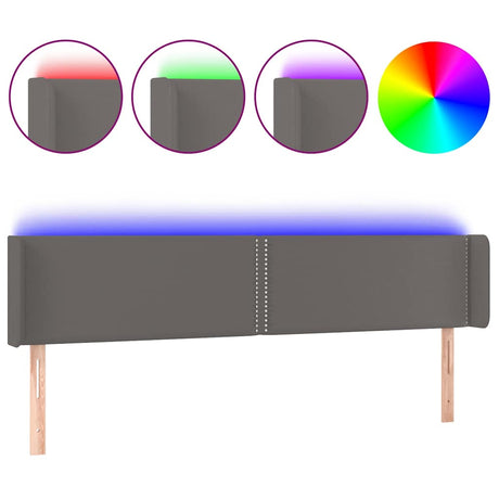 Vidaxl hoofdbord led 203x16x78 88 cm kunstleer grijs