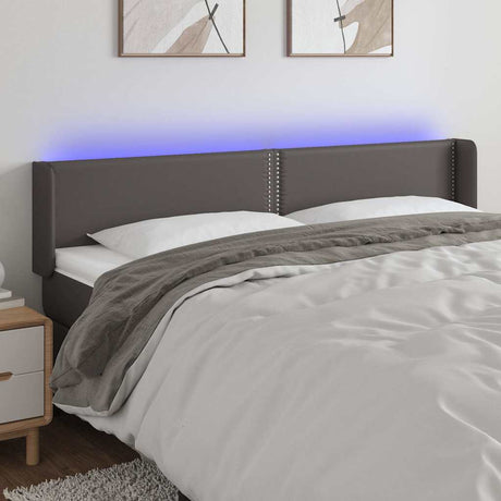 Vidaxl hoofdbord led 203x16x78 88 cm kunstleer grijs