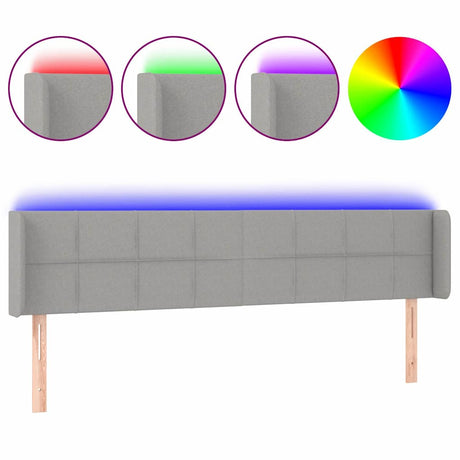 Vidaxl hoofdbord led 163x16x78 88 cm stof lichtgrijs