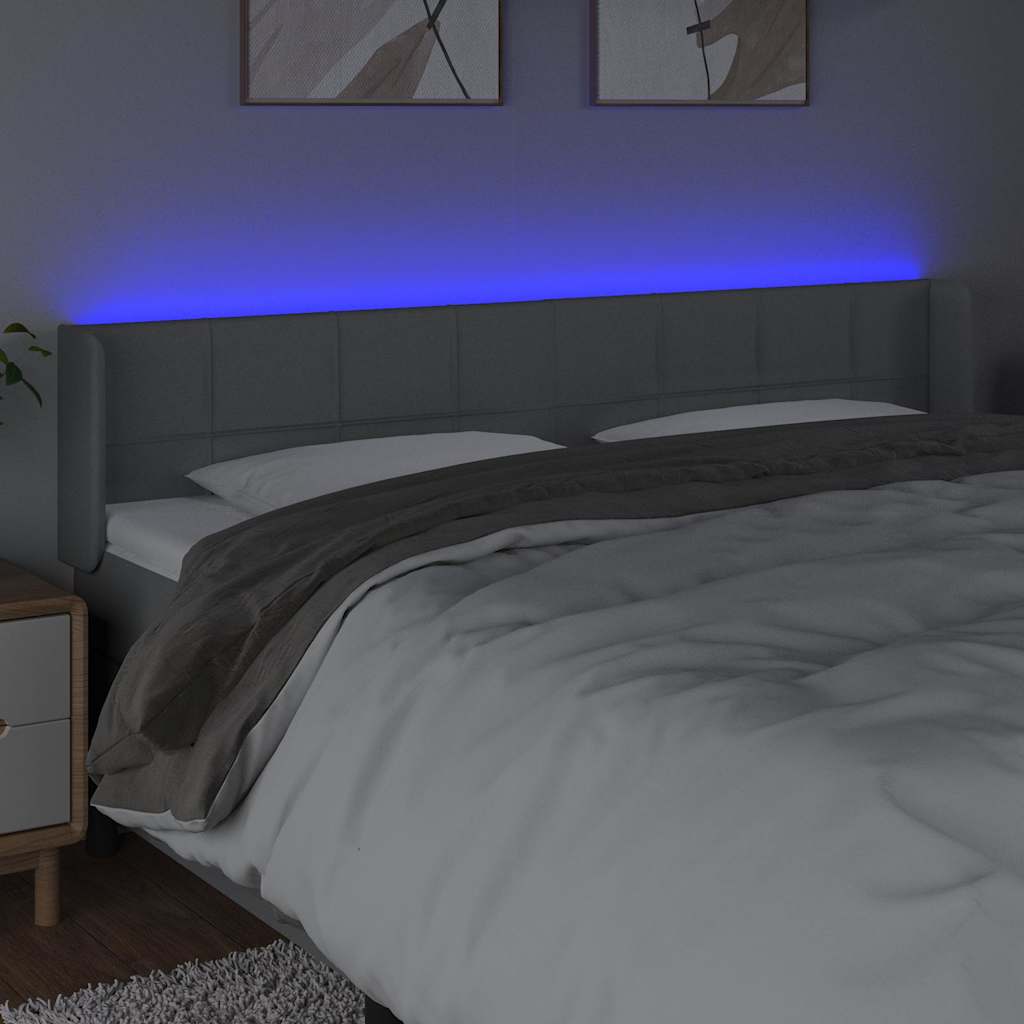 Vidaxl hoofdbord led 163x16x78 88 cm stof lichtgrijs