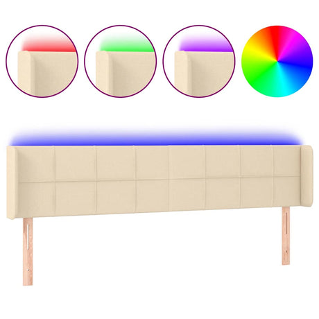 Vidaxl hoofdbord led 183x16x78 88 cm stof crèmekleurig