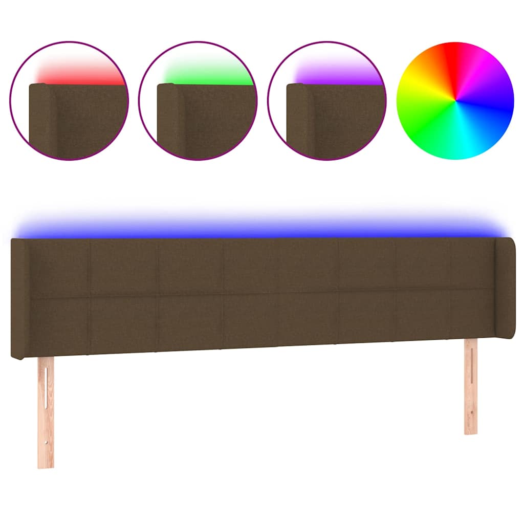 Vidaxl hoofdbord led 203x16x78 88 cm stof donkerbruin