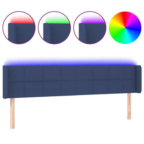 Vidaxl hoofdbord led 203x16x78 88 cm stof blauw