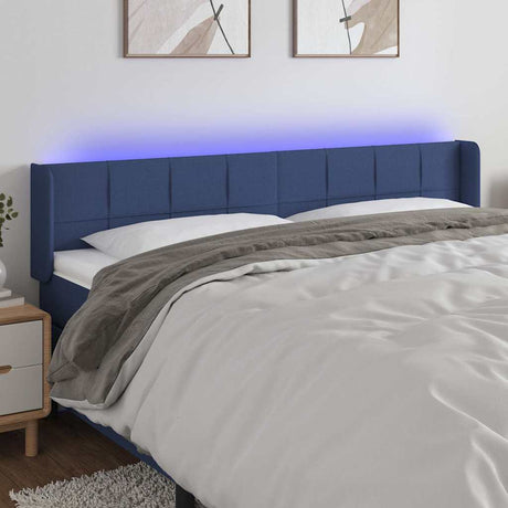 Vidaxl hoofdbord led 203x16x78 88 cm stof blauw