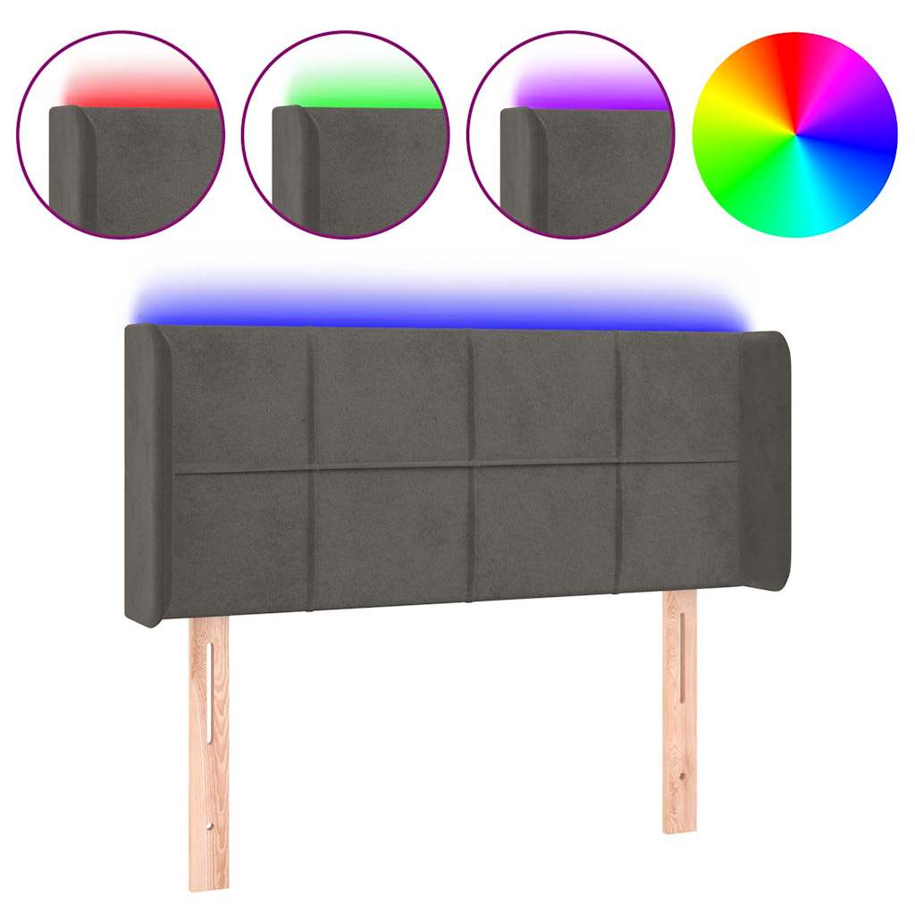 Vidaxl hoofdbord led 83x16x78 88 cm fluweel donkergrijs