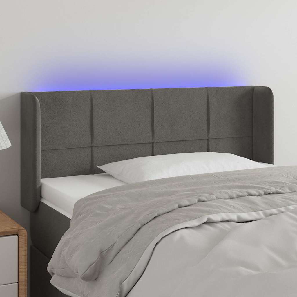 Vidaxl hoofdbord led 83x16x78 88 cm fluweel donkergrijs