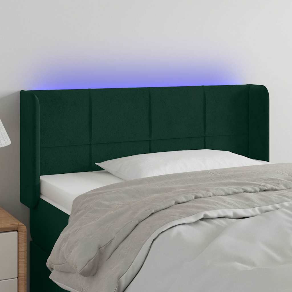 Vidaxl hoofdbord led 93x16x78 88 cm fluweel donkergroen
