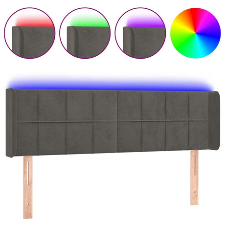 Vidaxl hoofdbord led 147x16x78 88 cm fluweel donkergrijs