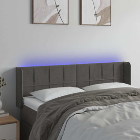 Vidaxl hoofdbord led 147x16x78 88 cm fluweel donkergrijs
