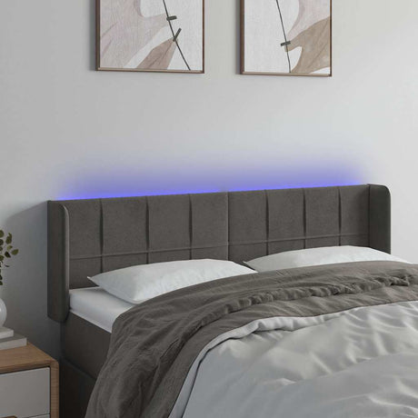Vidaxl hoofdbord led 147x16x78 88 cm fluweel donkergrijs