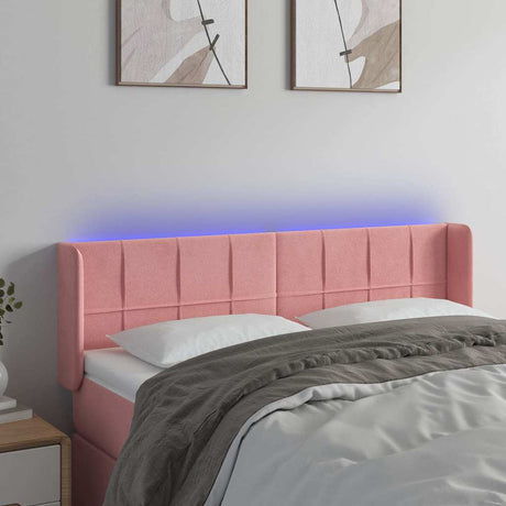 Vidaxl hoofdbord led 147x16x78 88 cm fluweel roze