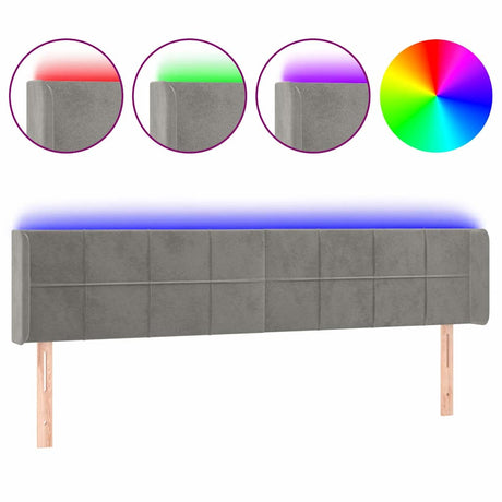 Vidaxl hoofdbord led 183x16x78 88 cm fluweel lichtgrijs