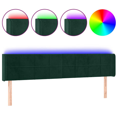 Vidaxl hoofdbord led 183x16x78 88 cm fluweel donkergroen