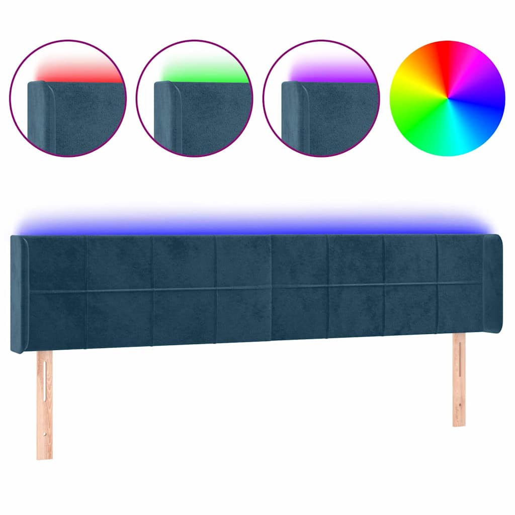 Vidaxl hoofdbord led 183x16x78 88 cm fluweel donkerblauw
