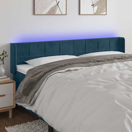 Vidaxl hoofdbord led 183x16x78 88 cm fluweel donkerblauw