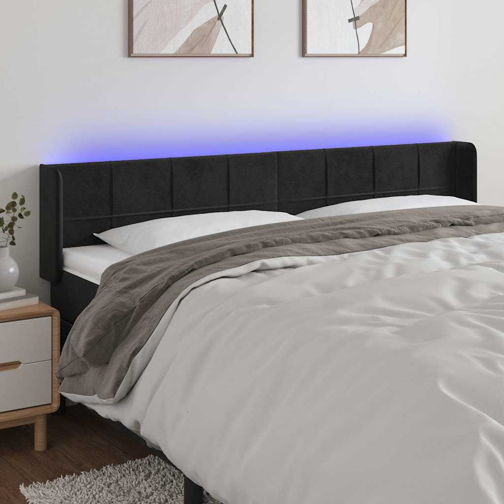 Vidaxl hoofdbord led 203x16x78 88 cm fluweel zwart