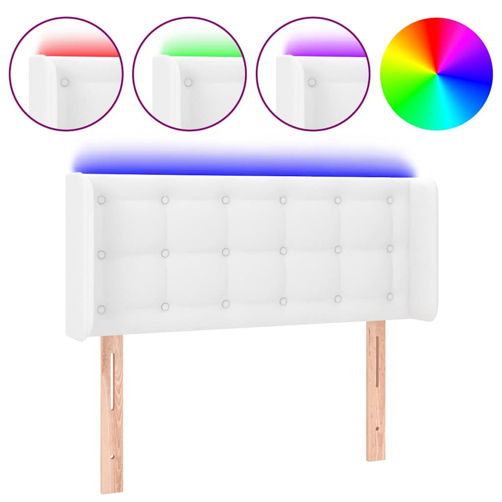 Vidaxl hoofdbord led 103x16x78 88 cm kunstleer wit
