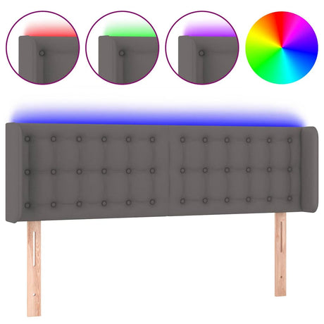 Vidaxl hoofdbord led 147x16x78 88 cm kunstleer grijs