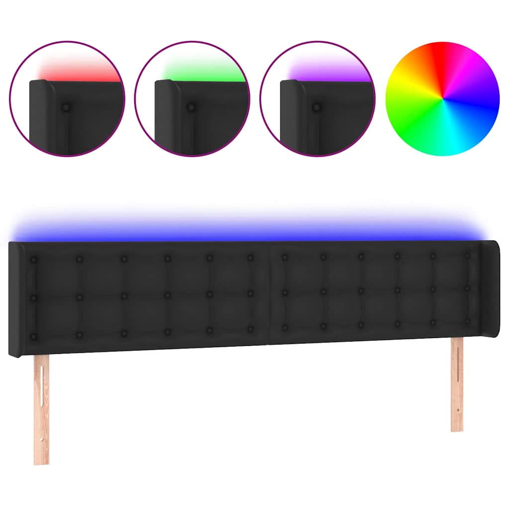 Vidaxl hoofdbord led 183x16x78 88 cm kunstleer zwart