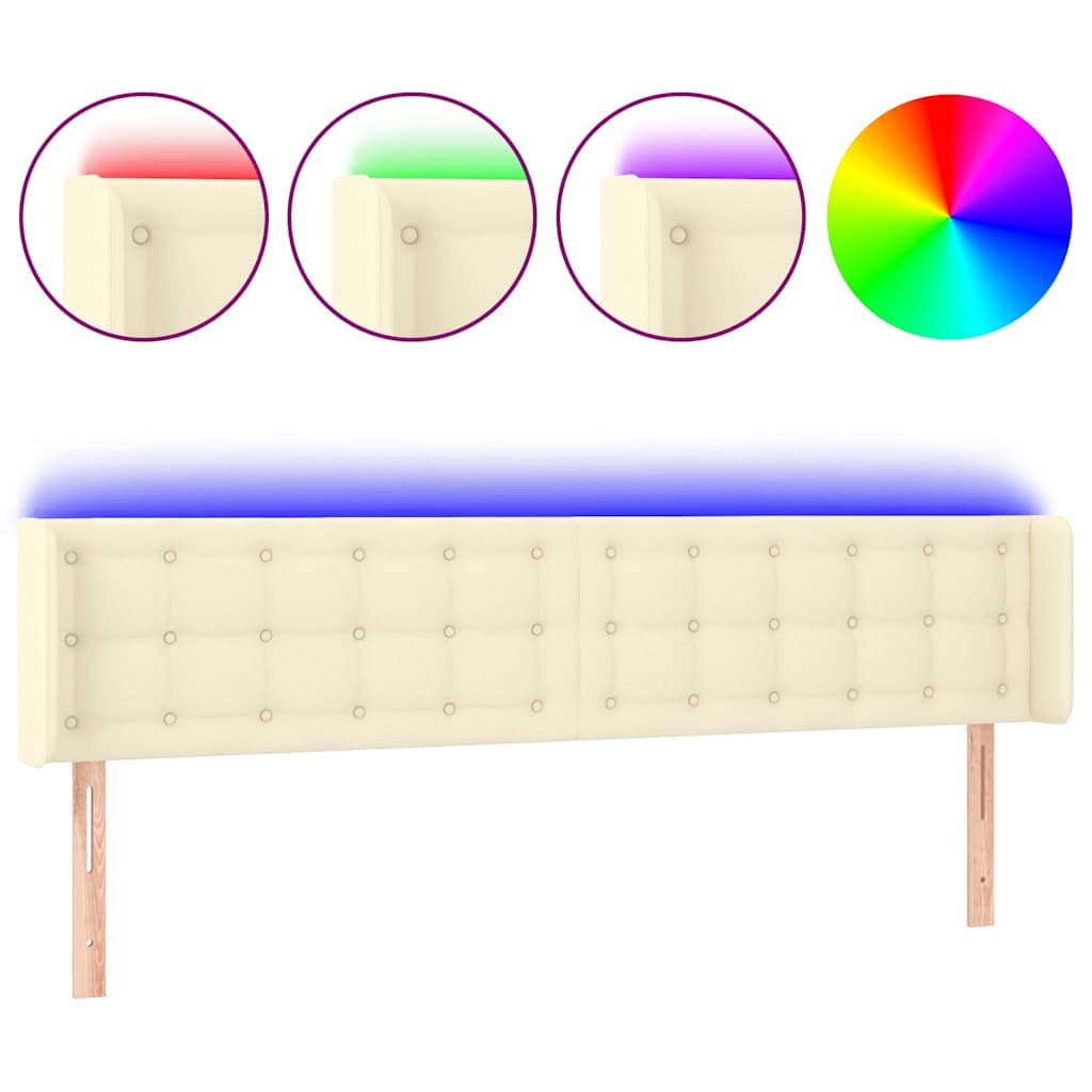 Vidaxl hoofdbord led 183x16x78 88 cm kunstleer crèmekleurig