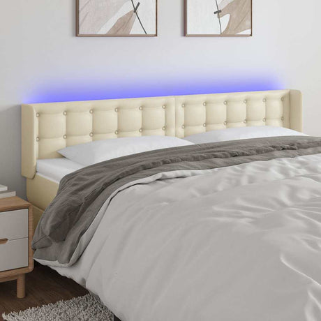 Vidaxl hoofdbord led 183x16x78 88 cm kunstleer crèmekleurig