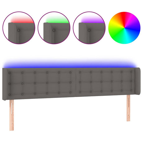 Vidaxl hoofdbord led 183x16x78 88 cm kunstleer grijs