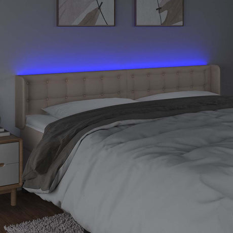 Vidaxl hoofdbord led 203x16x78 88 cm kunstleer cappuccinokleurig