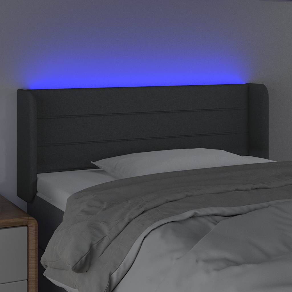 Vidaxl hoofdbord led 103x16x78 88 cm stof donkergrijs