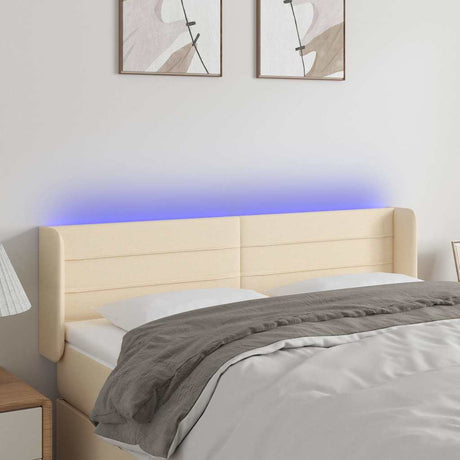 Vidaxl hoofdbord led 147x16x78 88 cm stof crèmekleurig