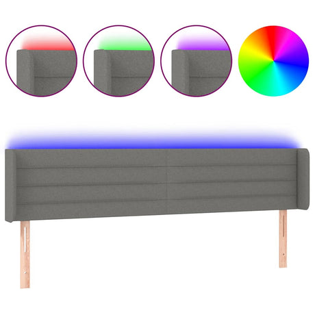 Vidaxl hoofdbord led 183x16x78 88 cm stof donkergrijs