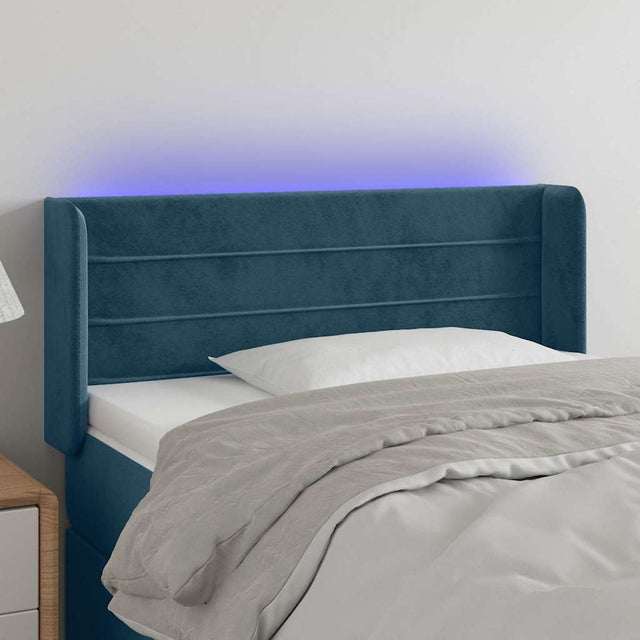 Vidaxl hoofdbord led 103x16x78 88 cm fluweel donkerblauw