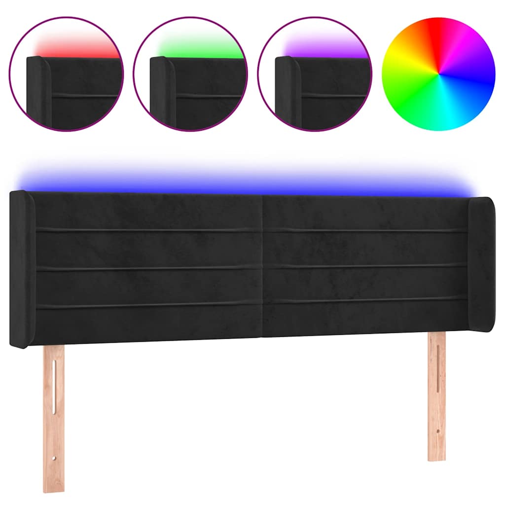 Vidaxl hoofdbord led 147x16x78 88 cm fluweel zwart