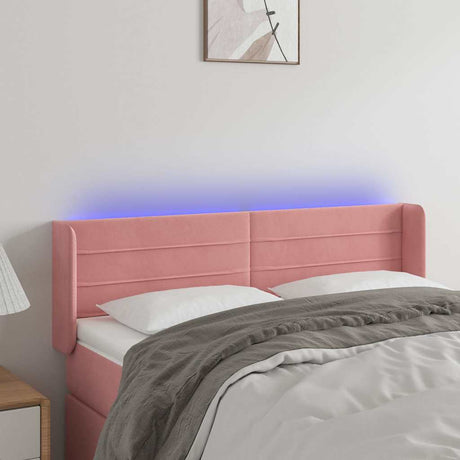 Vidaxl hoofdbord led 147x16x78 88 cm fluweel roze