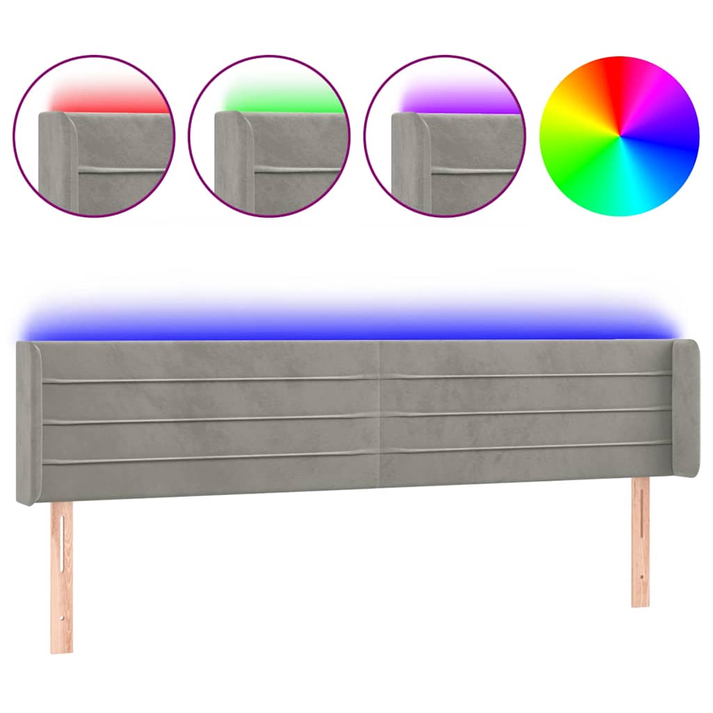 Vidaxl hoofdbord led 183x16x78 88 cm fluweel lichtgrijs
