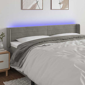 Vidaxl hoofdbord led 183x16x78 88 cm fluweel lichtgrijs