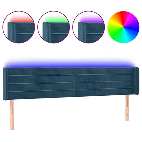 Vidaxl hoofdbord led 183x16x78 88 cm fluweel donkerblauw