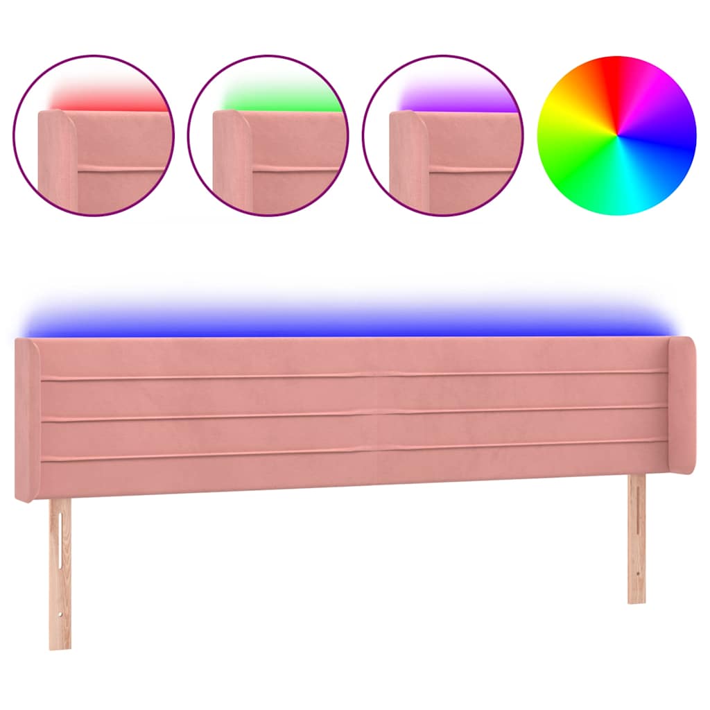 Vidaxl hoofdbord led 183x16x78 88 cm fluweel roze