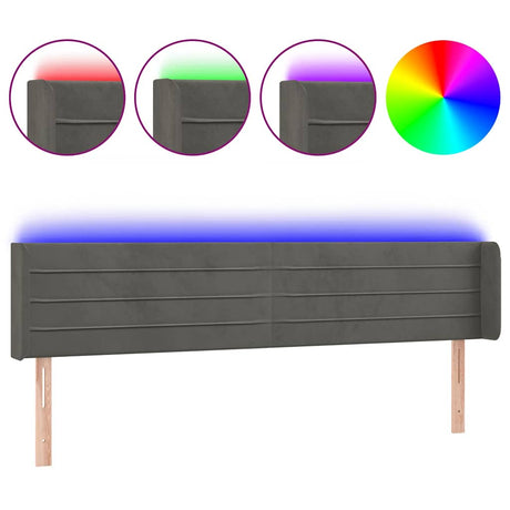 Vidaxl hoofdbord led 203x16x78 88 cm fluweel donkergrijs