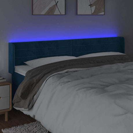 Vidaxl hoofdbord led 203x16x78 88 cm fluweel donkerblauw